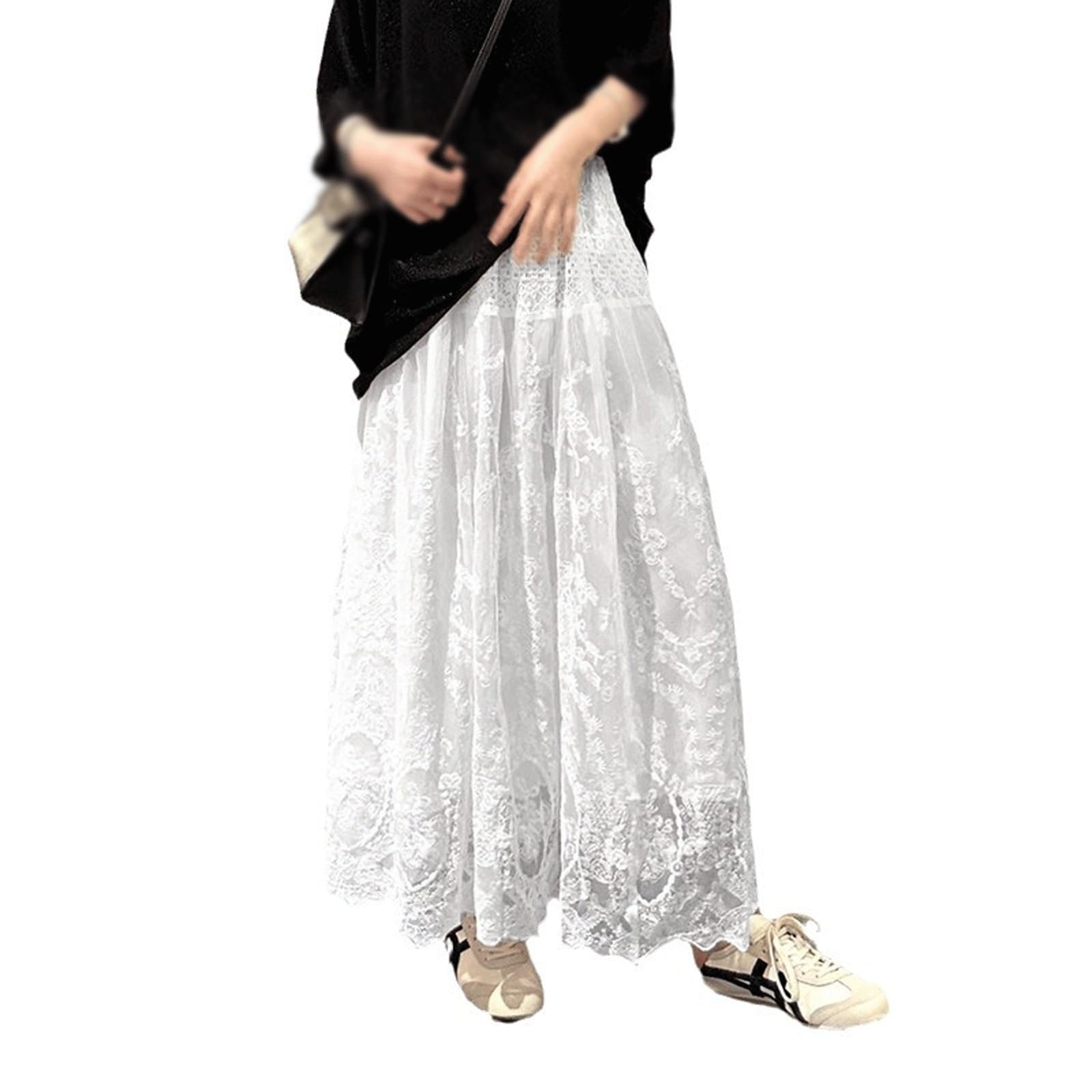 UYHBCNQD Women's Maxi Skirts High Waisted Midi Long Skirt with Solid Color Lined(Lagre)