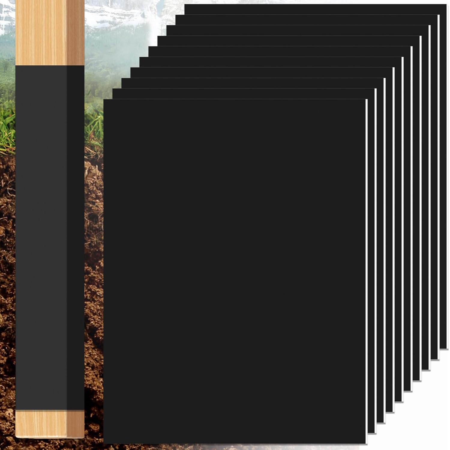 10 Pieces 17 x 13 Inch Fence Post Protector Rot Proof Wood Fence Post Moisture Protection PVC Butyl Tape Weatherproof Self Adhesive for Square Round Posts