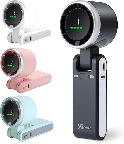 Zephyrus - Ventilador portátil de mano, recargable USB C de 5200 mAh, silencioso de 5 velocidades, sin escobillas, tamaño de bolsillo plegable con