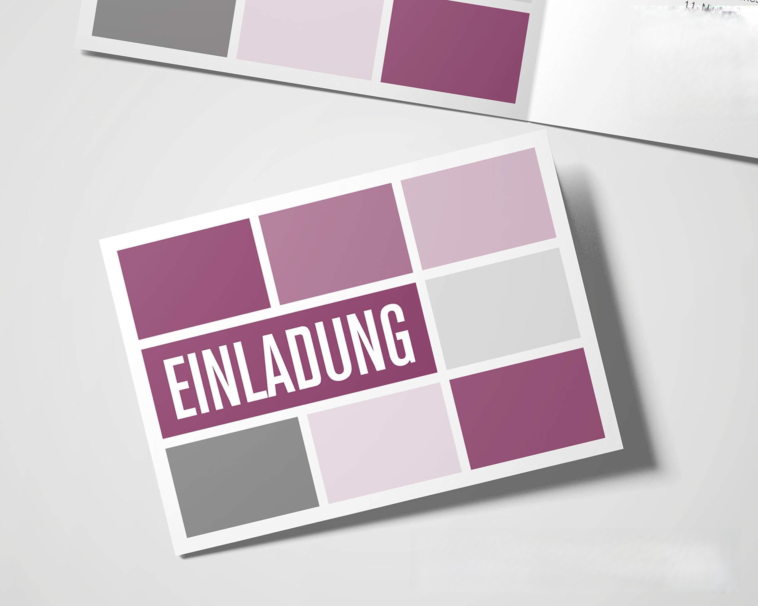Cartes d'invitation d'anniversaire pour anniversaire - Quader - Pour tous les ans, lilas, 40 Stück