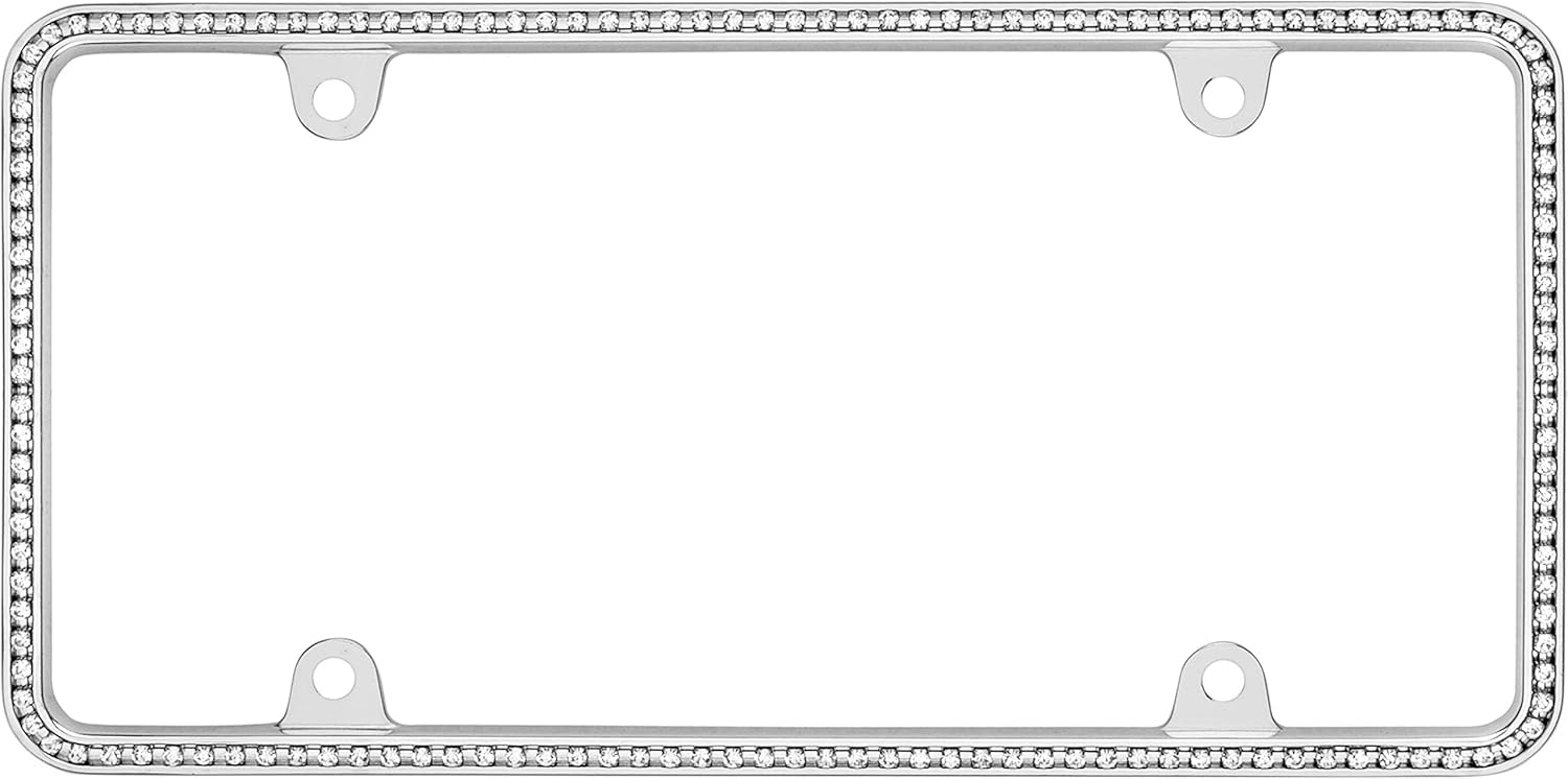 Cruiser Accessories 18130 Diamondesque License Plate Frame, Chrome/Clear