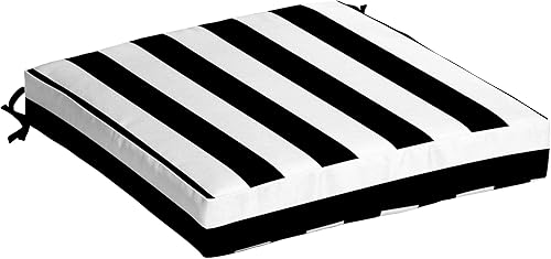 Arden Selections Cojín de asiento para exteriores, rayas negras de cabaña, 21 pulgadas de profundidad x 21 pulgadas de ancho x 4 pulgadas de alto