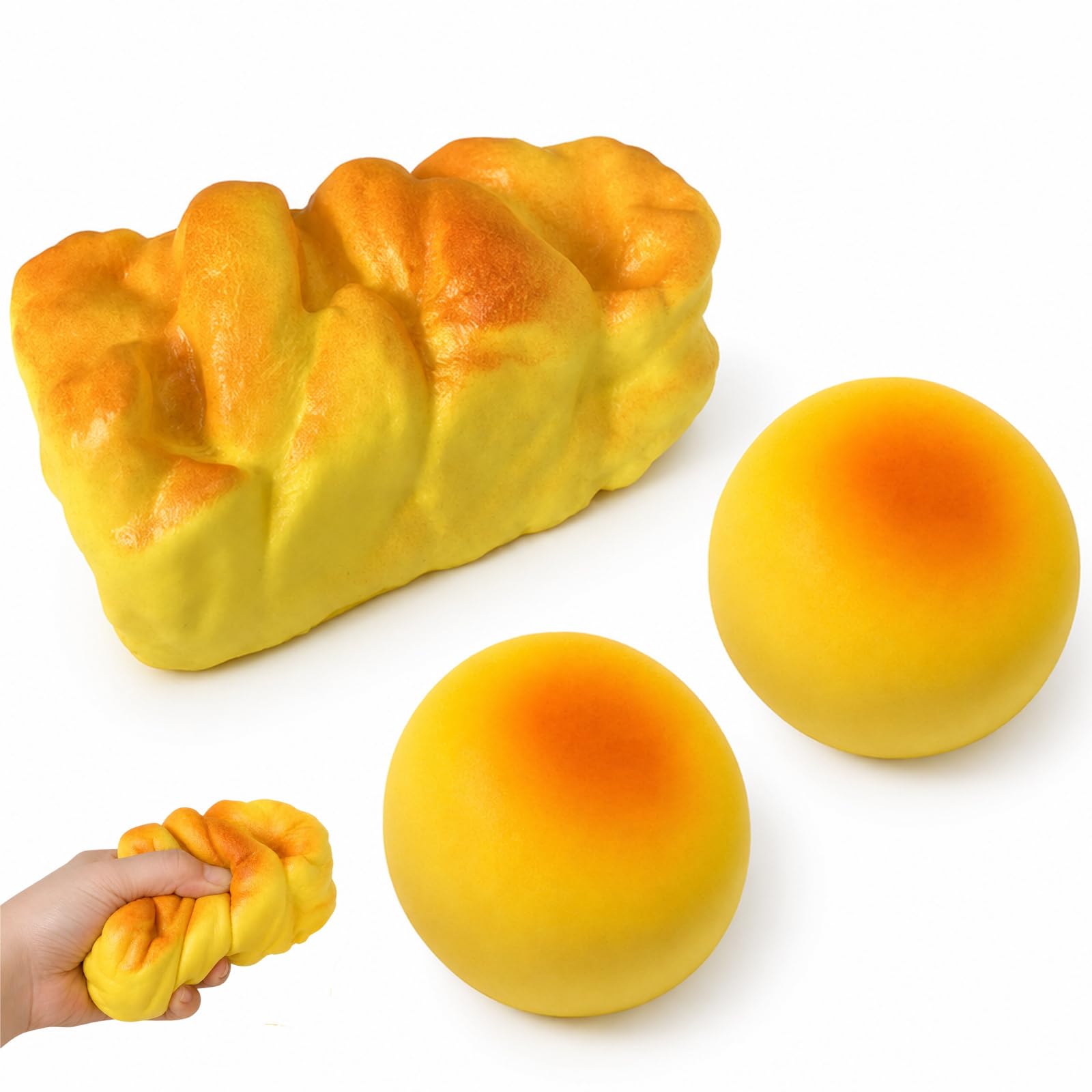 GETFACAI 3 PCS Bread Squishy, Toast Squishy, Soft Desk Decor For Office And Home Workspace, Premium Material For Adult Daily Handling, Compact And Portable Collection