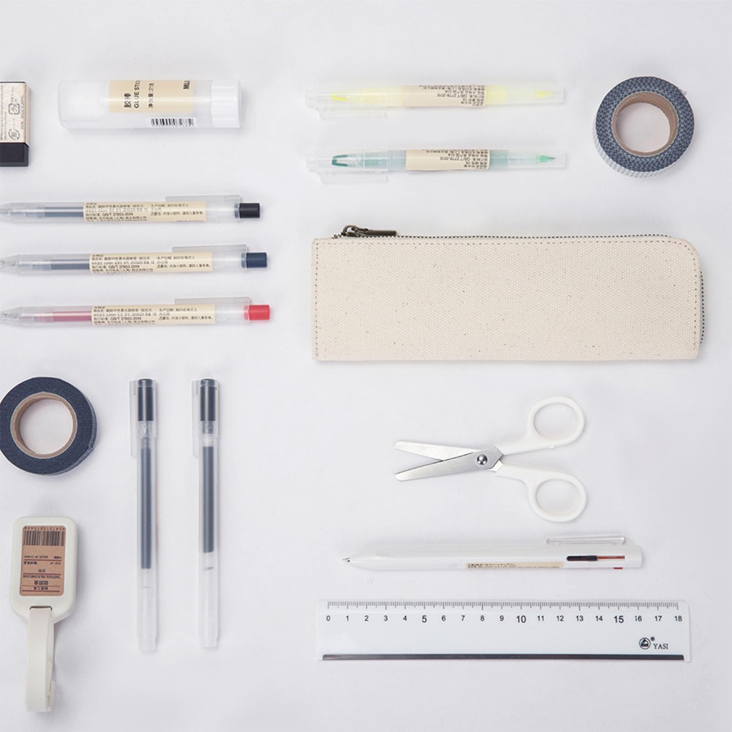 Canvas Pencil Case Slim Pencil Pouch with Cotton Canvas Zipper Pencil Case Bag Simple Stationery Pouch Bag (Beige, S) - Image 7