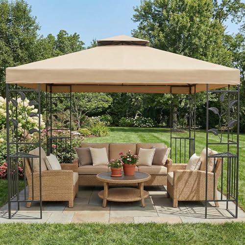 Garden Winds Durable 350 Replacement Canopy Top Compatible with Aldi Leaf 10' x 10' Gazebo Models 7884-15, 7884 (2015-2016) - Beige by Garden Winds - Image 2