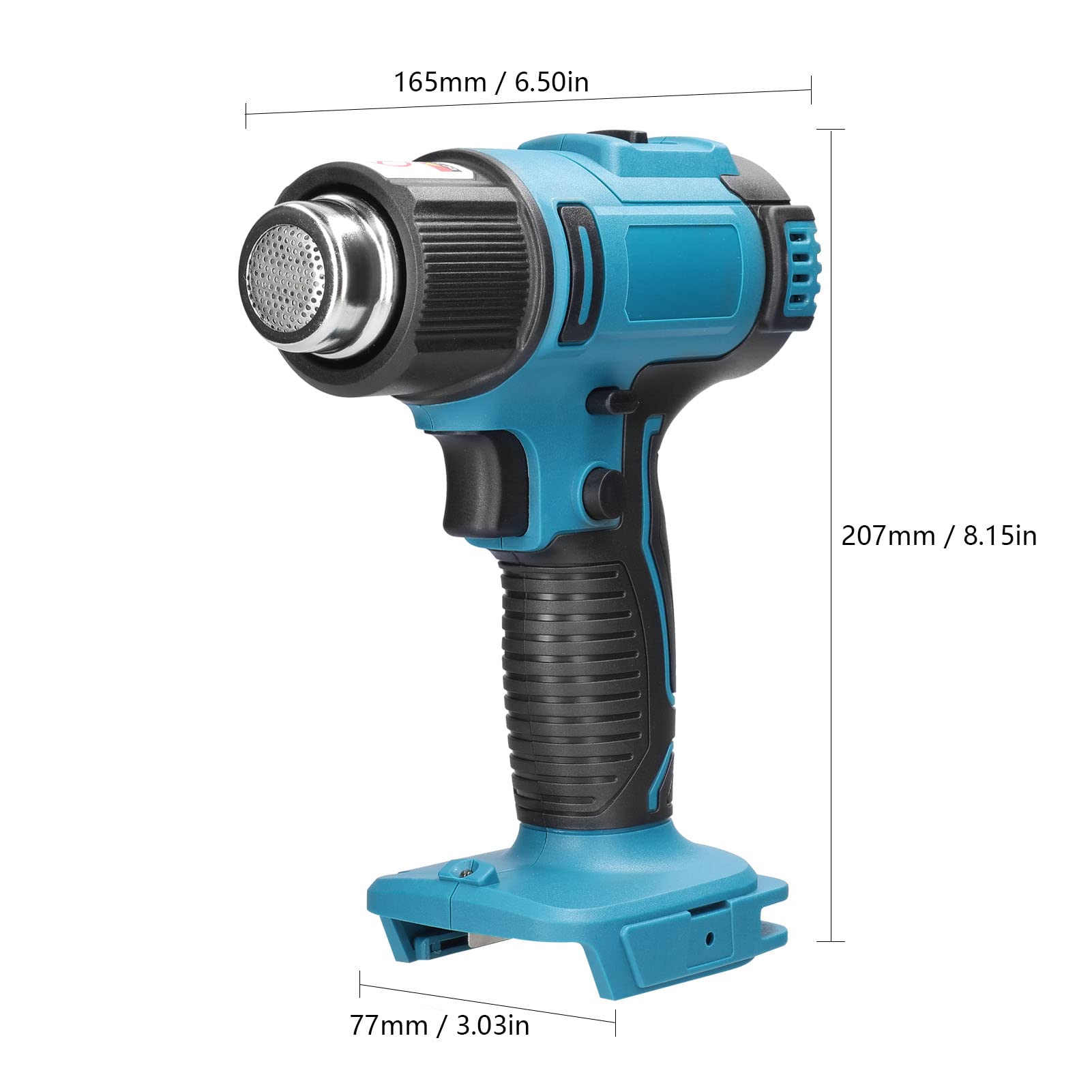 Pistola ad aria calda senza fili Geevorks Pistola di calore 300-550℃ Temperatura regolabile,Luce LED incorporata,compatibile con batteria al litio Makita 18V,Decapatrice professionale con 2 ugelli