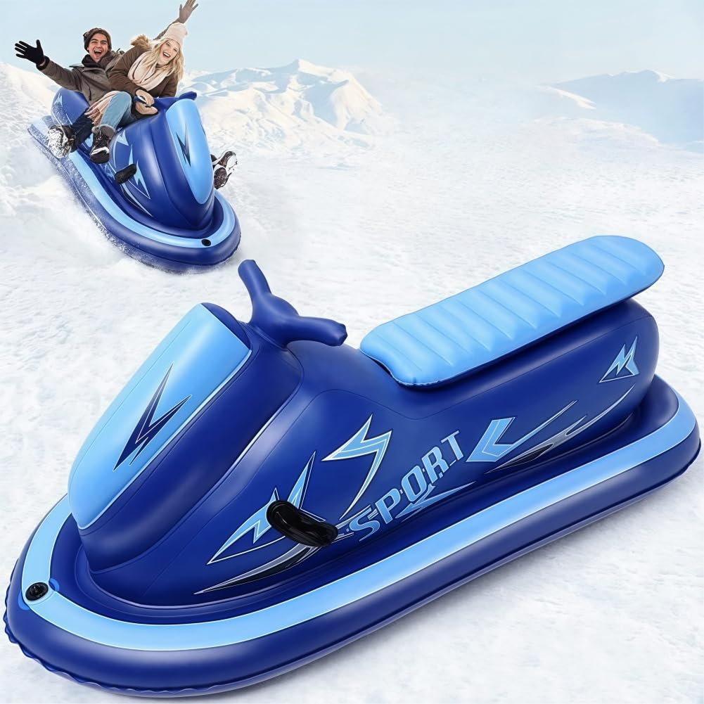 Cold-Resistant PVC Inflatable Snow Tube, Heavy-Duty Towing Snow Sled for Kids & Adults,Great Winter Outdoor Fun Toys for Snow Skiing, Boating, and Water Sports