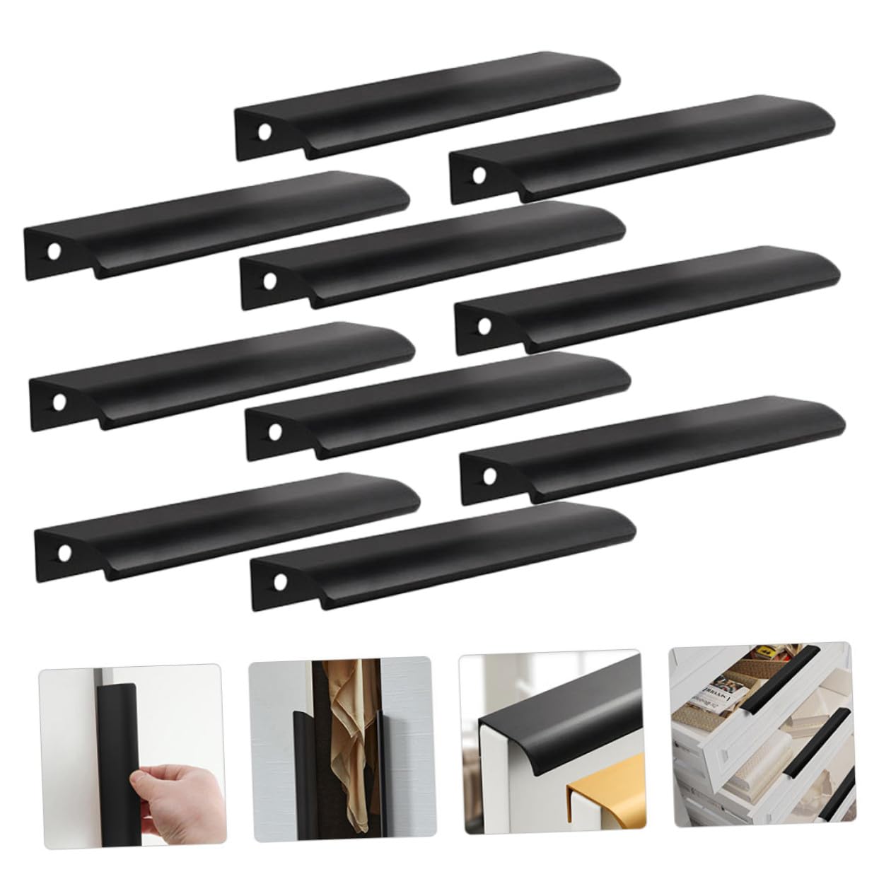10 Stück Teiliges Unsichtbare Arc Aluminium Möbelgriffe für Schranktüren Selbstklebende Langlebige Praktische Bar Modernes Design für Küchen Möbelmontage