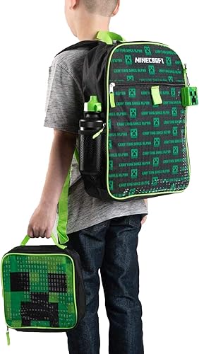Miniatura 9 de BIOWORLD Minecraft Creeper - Mochila infantil de 5 piezas, color verde, talla única