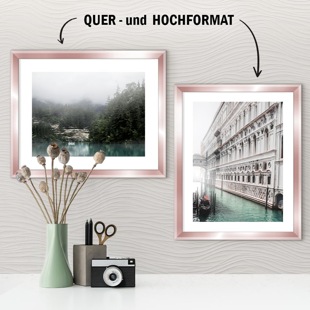 HaakDesign Cornice portafoto sottile RICO lucida, edizione 61 x 91,5 cm, in oro rosa, per puzzle, poster