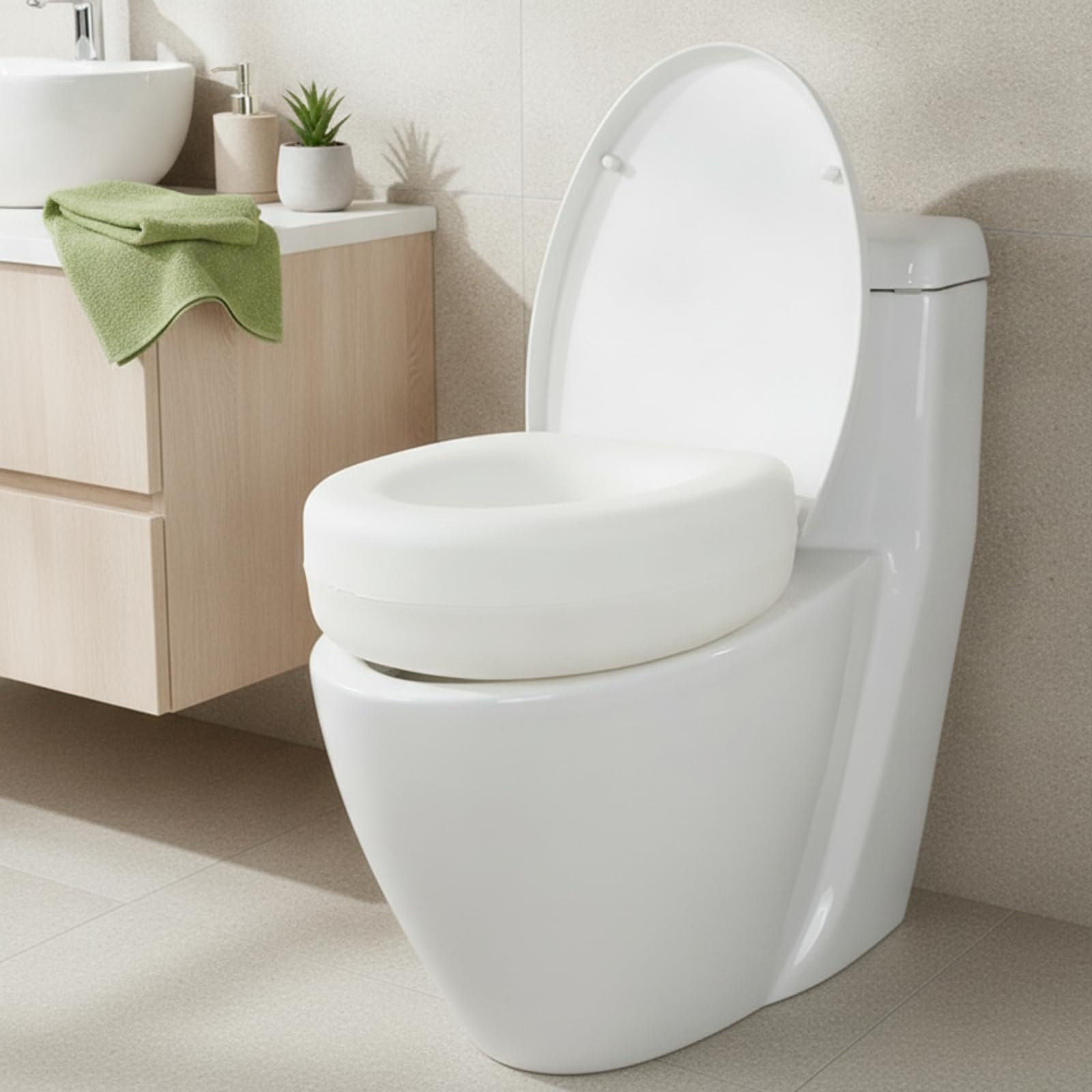 TISHITA Toilettensitzerhöher WC Aufsatz WC Erhöhung WC Sitzerhöhung Toilettensitz aus PP Material mit Abgerundeter Form Und 11 cm Erhöhung Leicht Abwischbar für Hygiene für Pflegezimmer Zuhause Bad