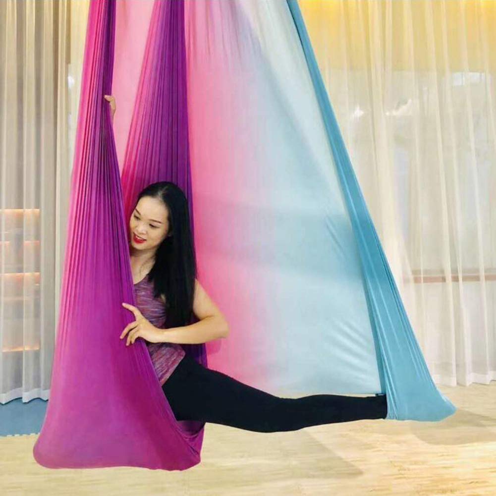 L-YUJIA 5 × 2.8M Yoga Flying Hammock Swing Aerial with Carabiner & Daisy Chain for Yoga Anti-Gravity Pilates Yoga Hammock Silk,A