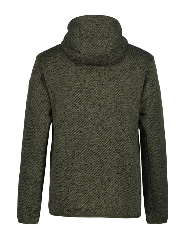 Icepeak MANAWA - Giacca in pile da uomo, verde scuro, in poliestere riciclato, con cappuccio, per attività all'aperto