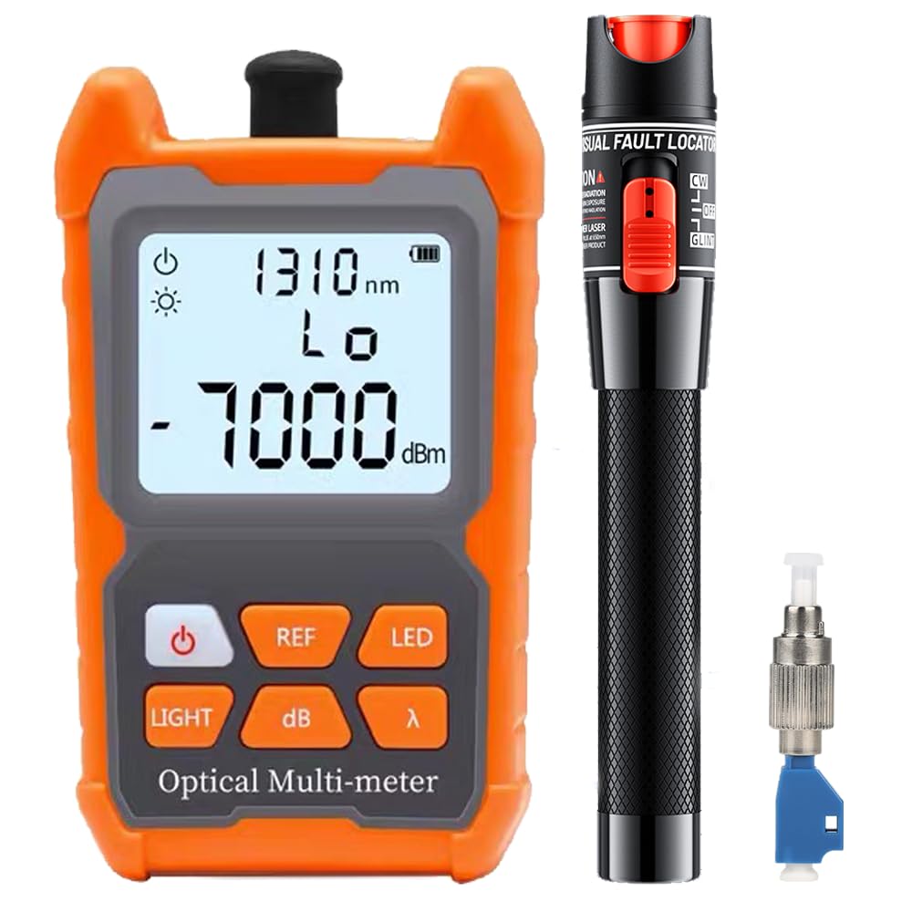 50mW Localisateur Visuel de Défauts, Photomètre Fibre Optique FTTH -70 dBm à +6 dBm, Testeur fibre optique avec Adaptateur FC-LC