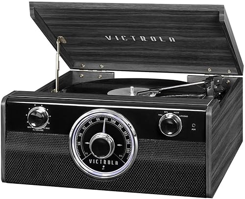 Miniatura 9 de Victrola Metropolitan Mid Century - Tocadiscos Bluetooth 4 en 1 y centro multimedia con altavoces integrados, tocadiscos de 3 velocidades, radio