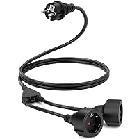 VINATO 1.5M Doppia Spina per Presa, Doppia Presa 16A/ 250V/ Max. 3680W