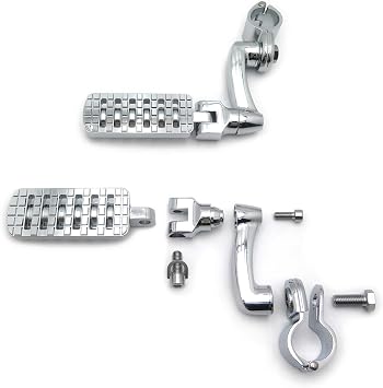 HTTMT- Black Dominator CNC FootPeg FootStep Kit 1.25" w/Arched Mounting Bracket Compatible with Any Motorcycle Japanese SportBike StreetBike Softail Roady [P/N MT216-079+216-125A-CD]