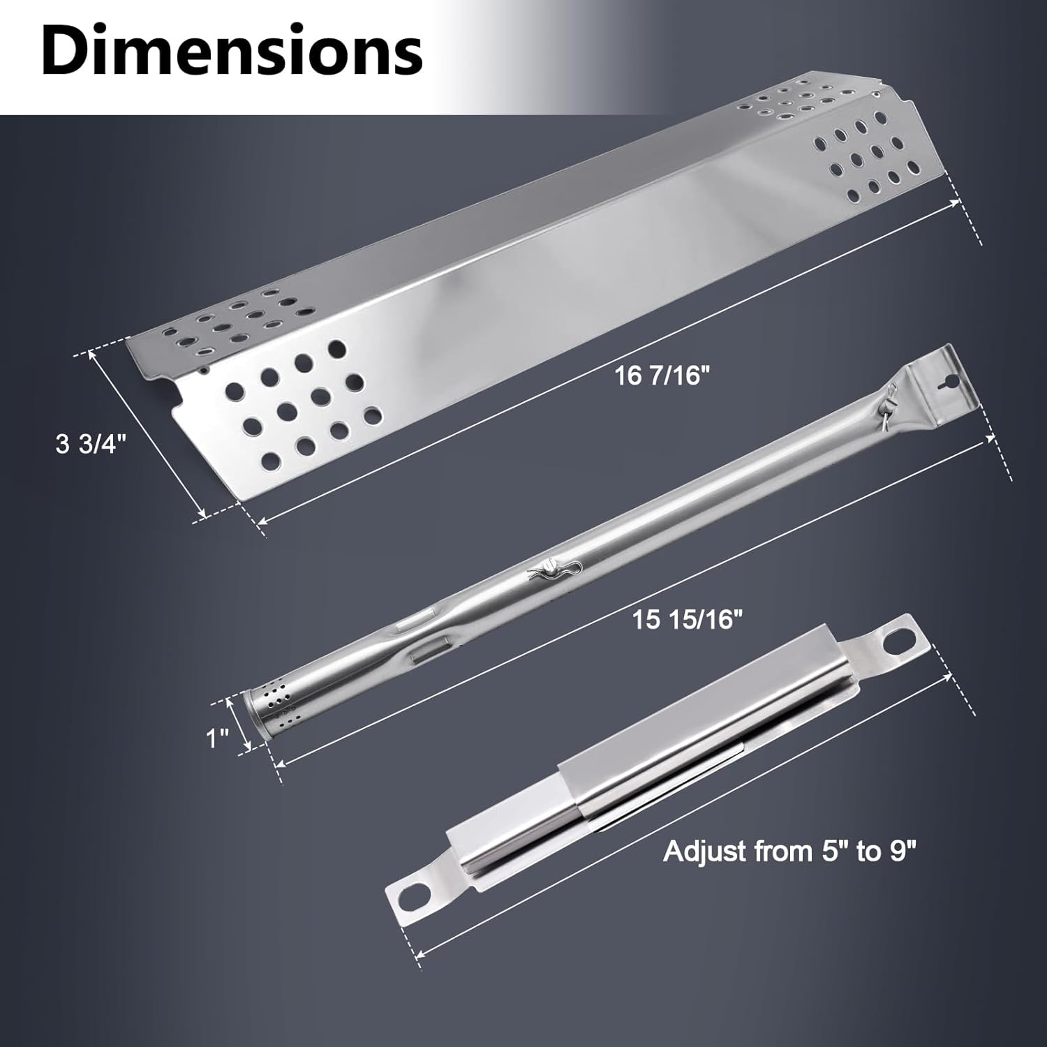Hiorucet Emitter Plates Grill Parts for Charbroil Commercial 463241413, 463241414, Cooking Grates, Heat Shield, Burner, Ignitor for Charbroil Commercial Tru Infrared Grill Replacement Parts 4 Burner.