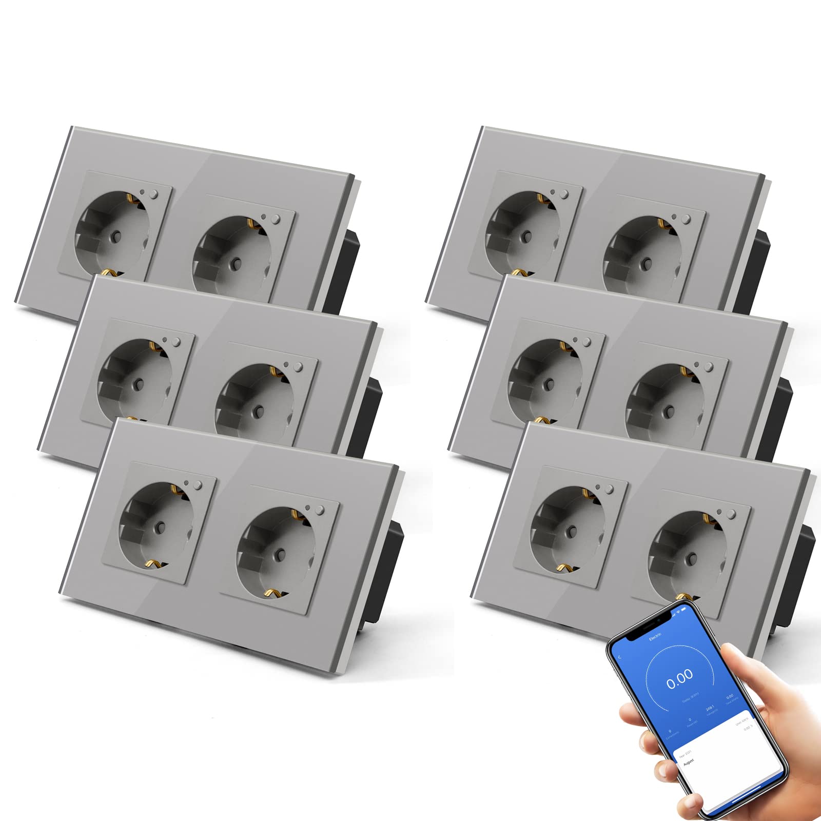 BSEED Enchufe Inteligente con 20W USB y Tipo C,Mate Enchufe Pared Wifi con Medidor Consumo,Control Remoto por APP & Voz,Requiere Cable Neutro,1 Enchufe,Blanco 86mm — view 62