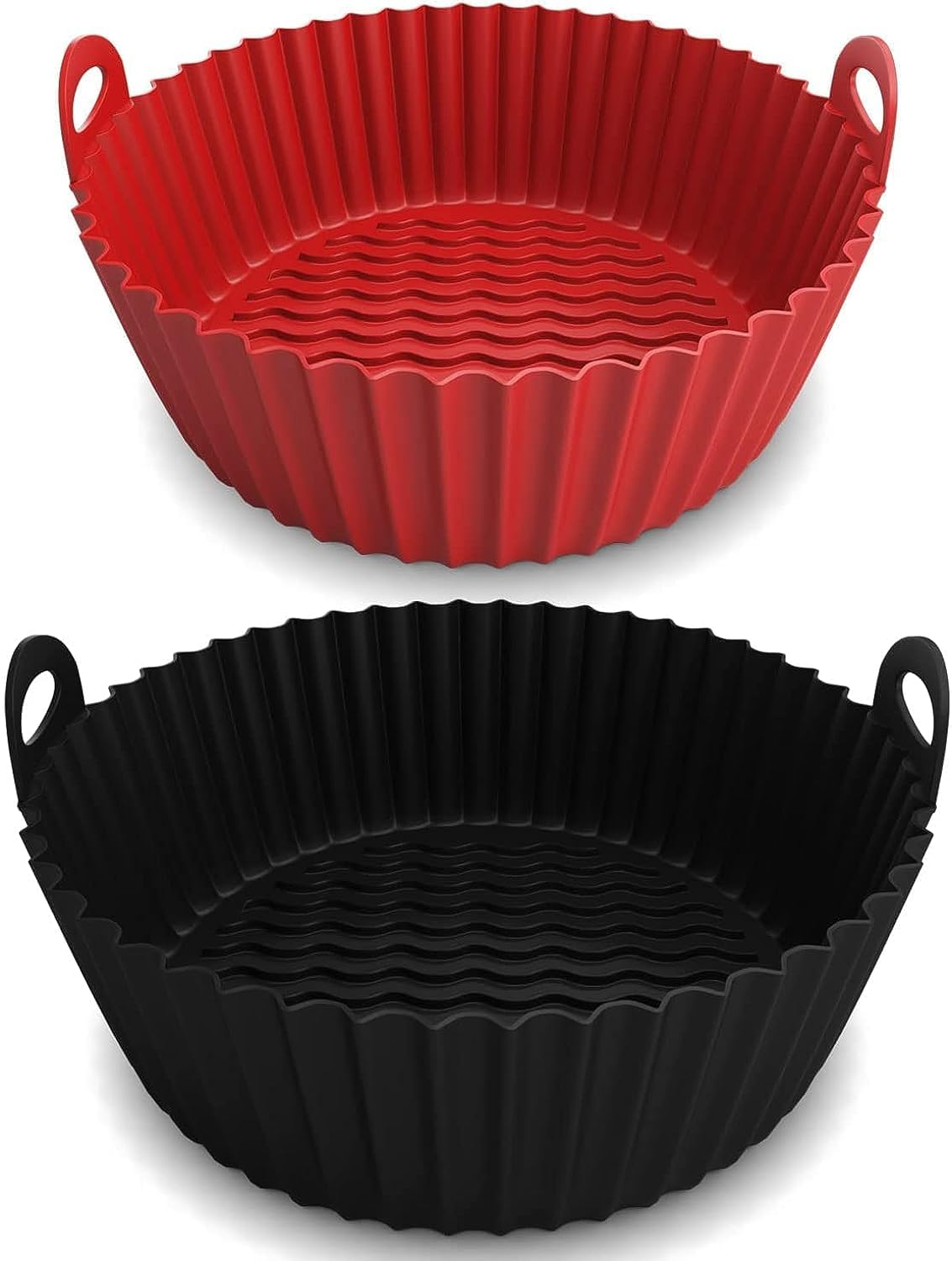 Silicon Air Fryer Liner - 2 Pcs Non-Stick Reusable Air Fryer Liners - Replacement for Flammable Parchment Liner Paper - Baking Pan Air Fryer – Food safe Fryers Basket Oven Accessories