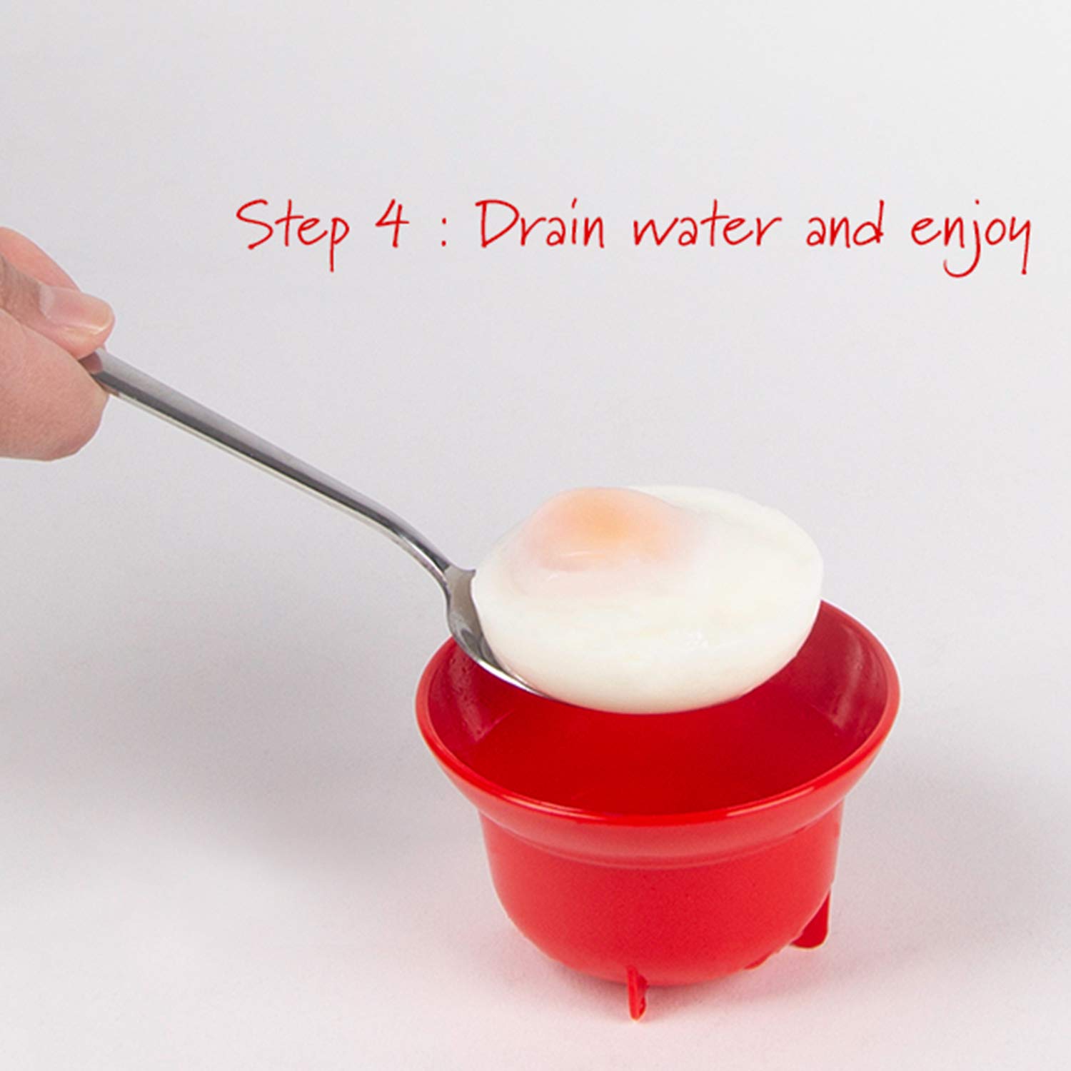 Décor Microwave BPA-free Plastic Egg Poacher Boiler (Red) 4