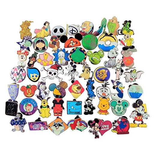 Pins 30 Assorted Pin Lot Enamel Pin Set No Doubles - Tradable Individually Bagged - for Pin Book - Trading Bag - No Stitch Rubber Mickey