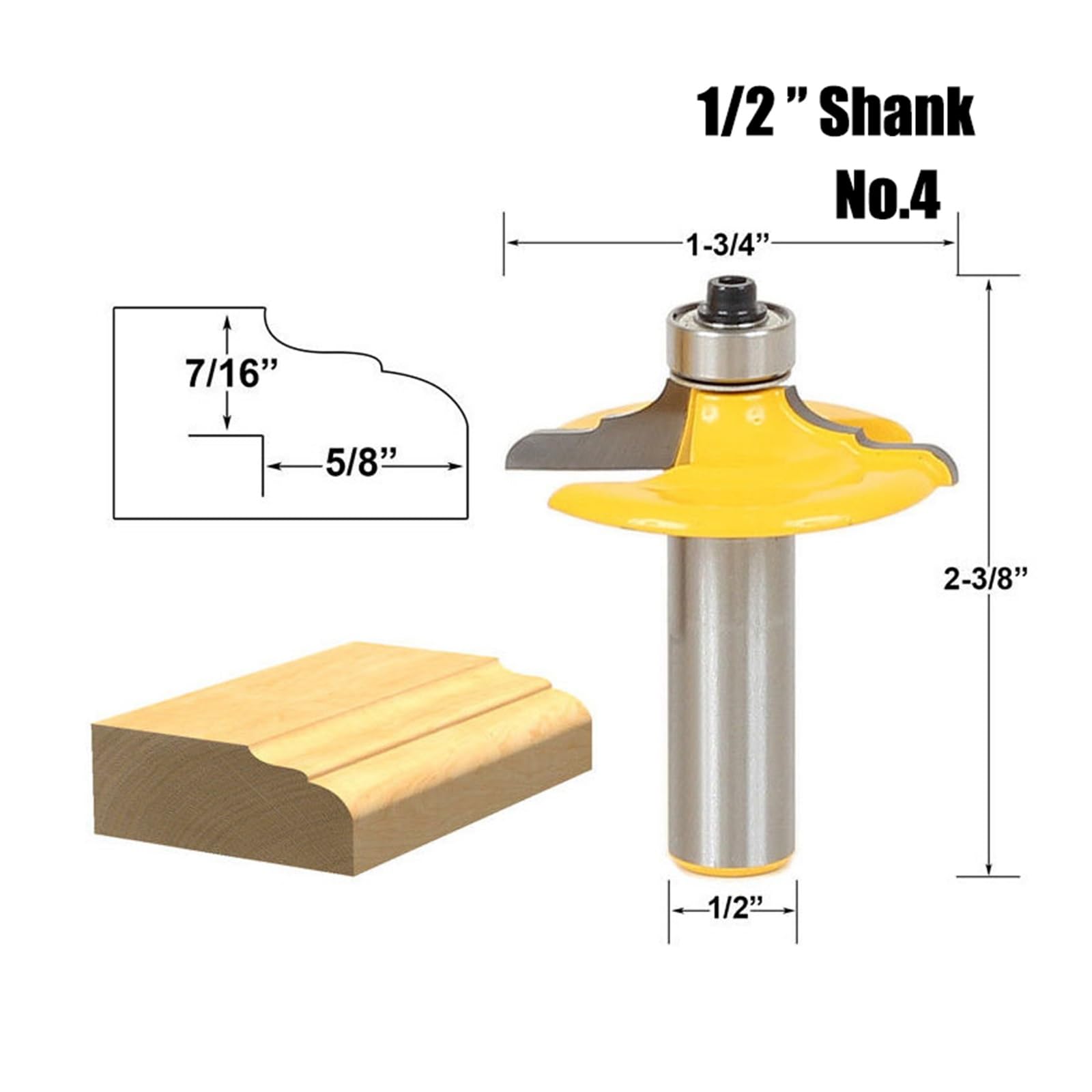 4 szt. 12mm 1/2 "Shank szuflada frez czołowy zaokrąglony i frezowanie krawędzi frez zestaw C3 z końcówką węglikową do obróbki drewna(12.7mm shank)