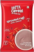 Happa Ragi Carrot Beetroot Cereal for Babies | Only 3 Ingredients | No Sugar, Oil, Milk Powder, Flavours or Colours | Traditional Porridge Recipe | Cooks in 3 Minutes | Stage 2 (6 Months+) | 50g Pack