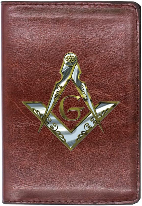 Freemason Travel Passport Holder Cover Wallet, Vaccine ID Bank Card AG Masonic Leather Case Holder Combo Document Organizer Case, Men Women Father Husband Boyfriend Gift,Brown,Style10