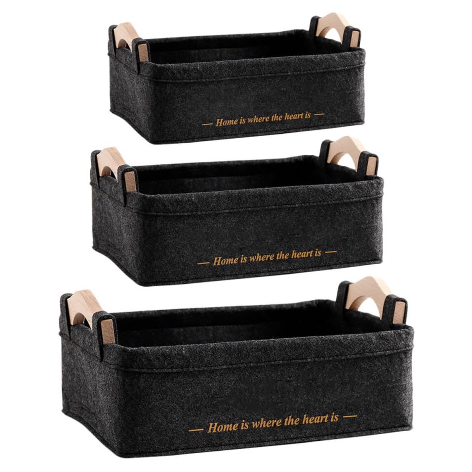 Panier de rangement avec poignée en bois pour éliminer le désordre