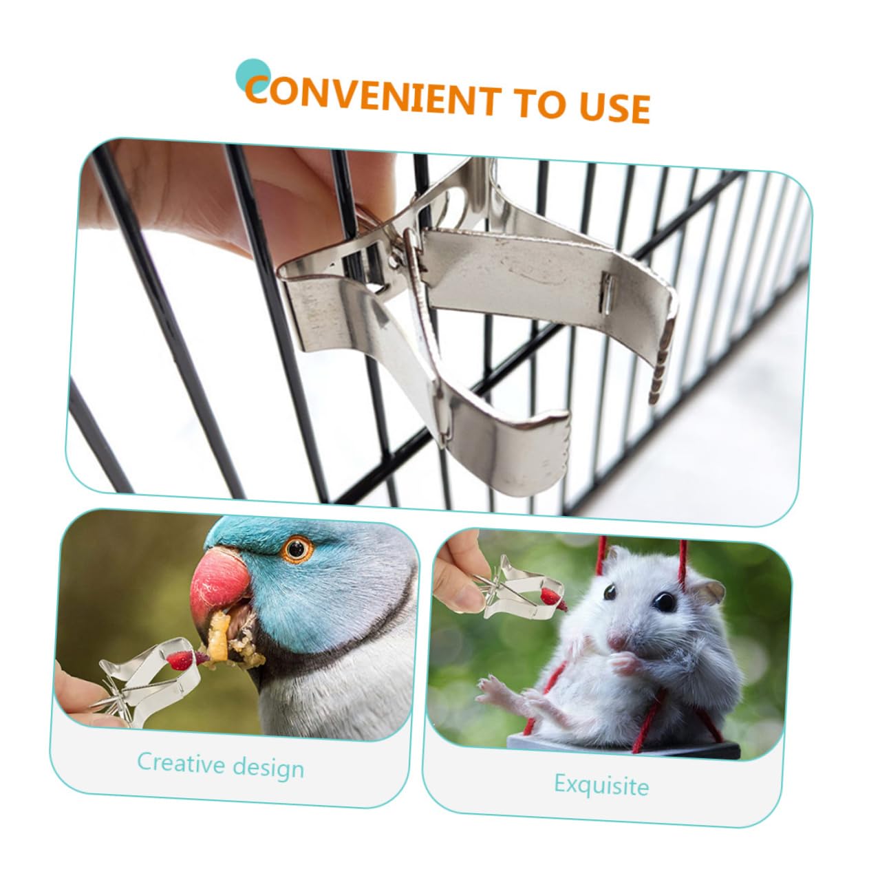 Yardwe 30piezas Soporte De Alimentos para Pájaros Inoxidable Clips para Jaulas para Alimentación De Periquitos y Aves