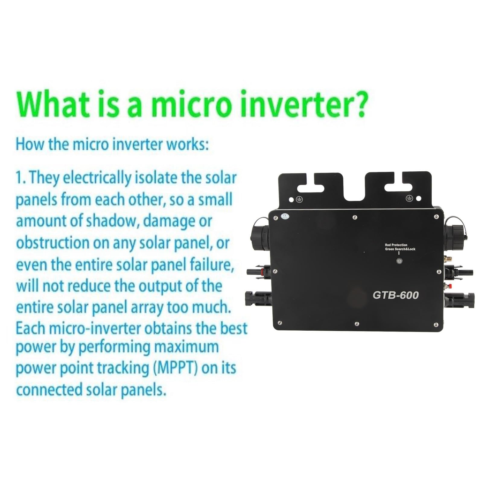 Micro Inverter, Solar Power Grid Tie 600W WIFI Control Alloy GTB 400 Identificazione Automatica AC120 230V Black US Plug Waterproof APP AC230V (Spina UE)