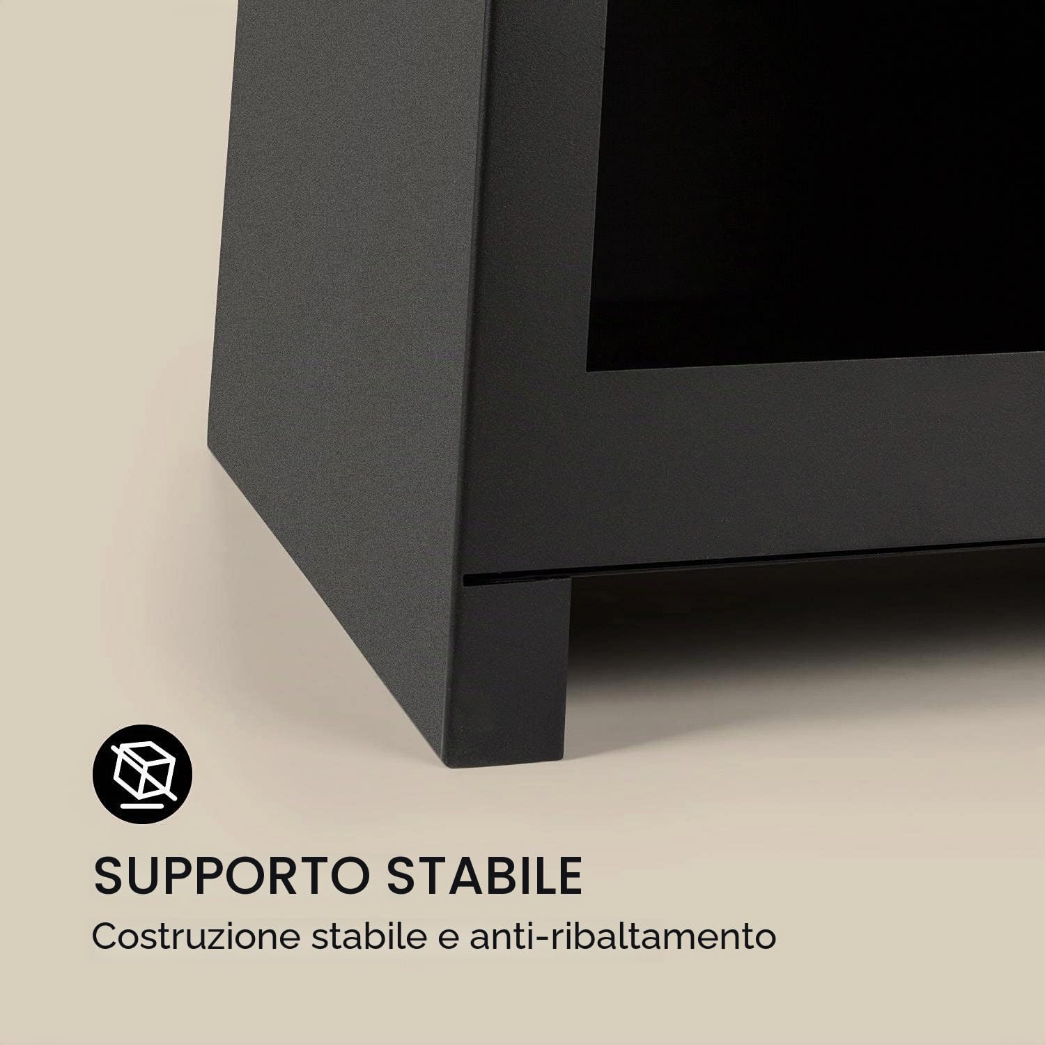 Blumfeldt Monument - Camino da Giardino, Caminetto da Esterno, Stufa, Acciaio, FireView, Stiva per Legna, Griglia a Carbone e Attizzatoio, Antiribaltamento, Nero