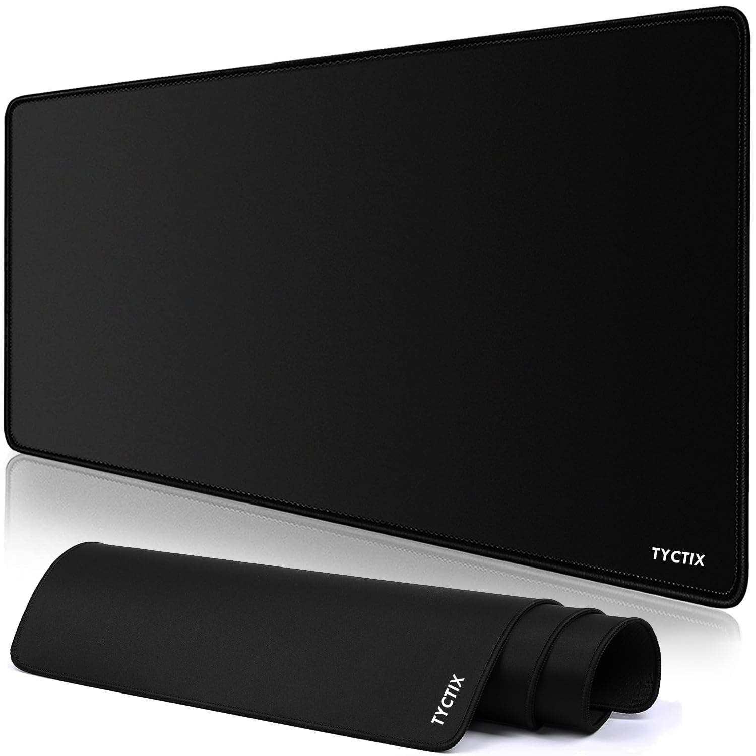 TYCTIX Large Gaming Mouse Pad 800x300, Stitched Edges, Smooth Cloth Surface, Non-Slip Rubber Base, Waterproof Mousepad 3MM Thick (Black)