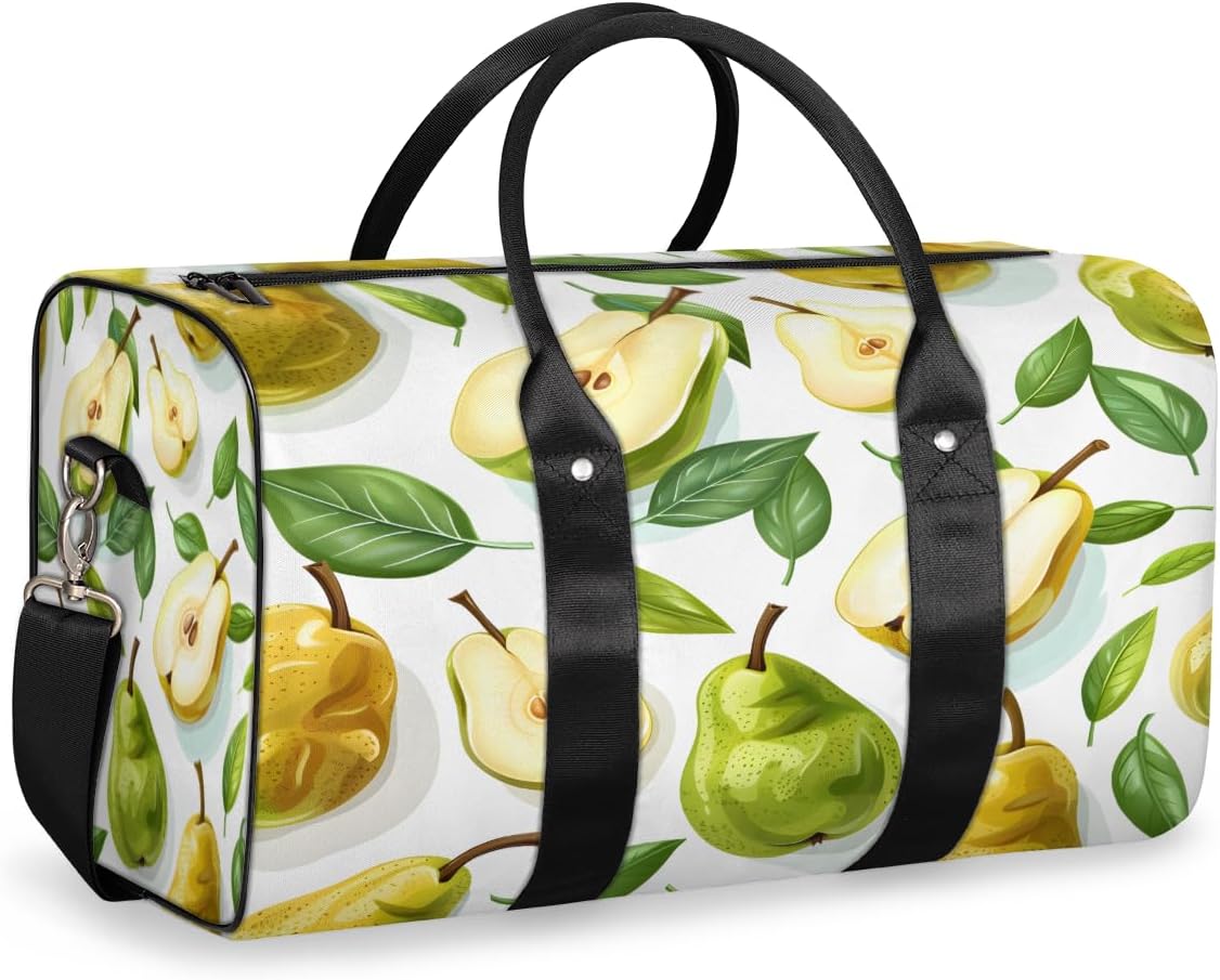 Watercolor Pears Travel Duffel Bag for Women Men Large Capacity Overnight Weekender Bags for Lightweight Waterproof Sport Gym Bag for Workout Yoga Swim
