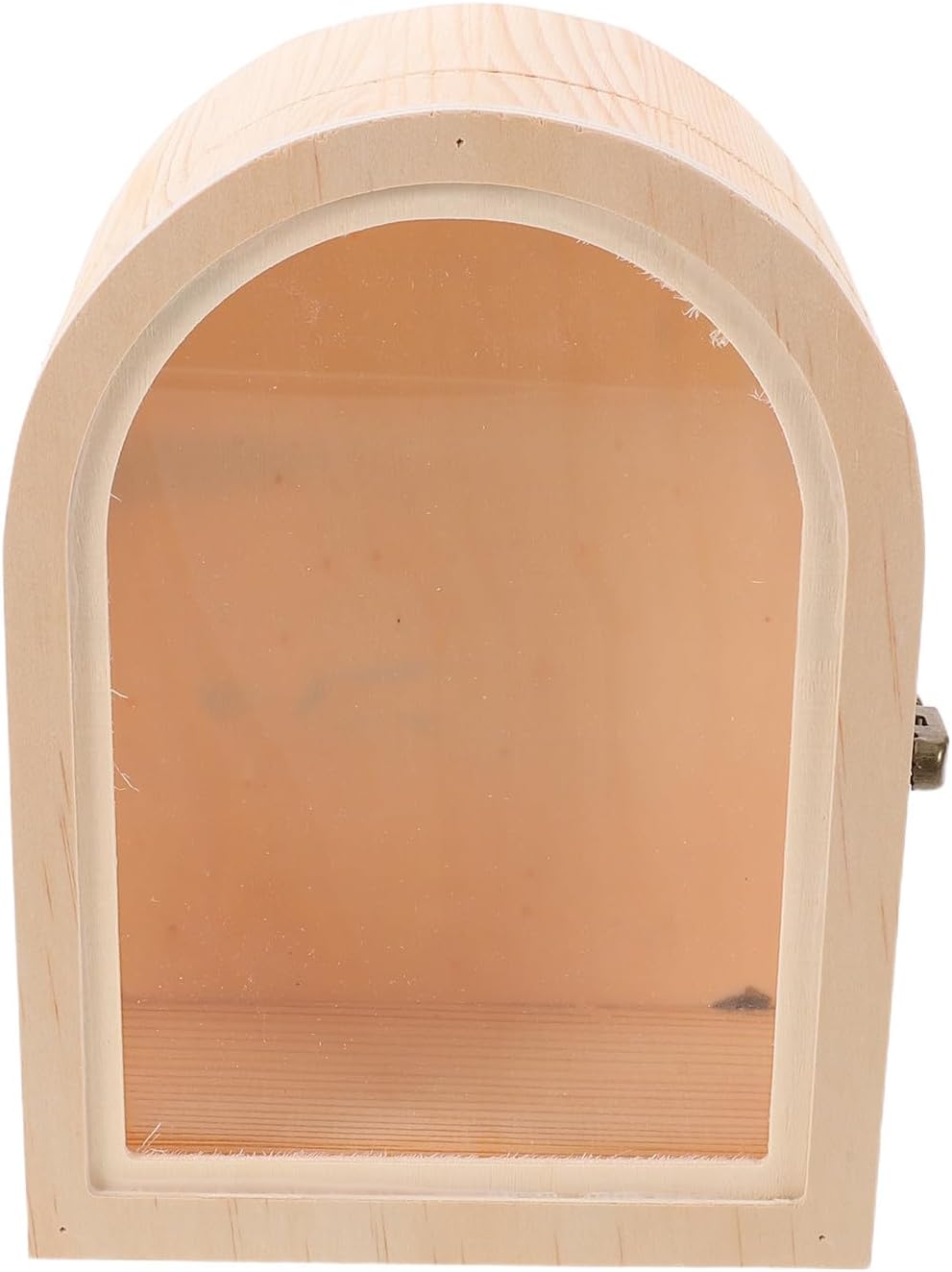 PartyKindom Acrylic Figurine Display Box with Wood Base, Dust-Proof Collectible Storage Case for Miniature and Collectible Doll Accessories, Arch-Shaped Design with Acrylic Cover for Shelves