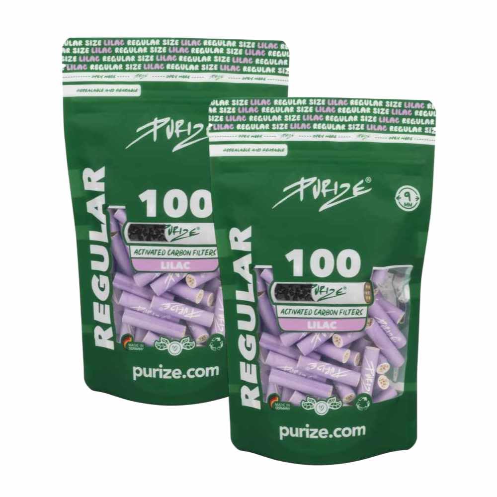 200 sztuk PURIZE Regular Size 9 mm (8,3 mm) filtr z węglem aktywnym (liliowy)