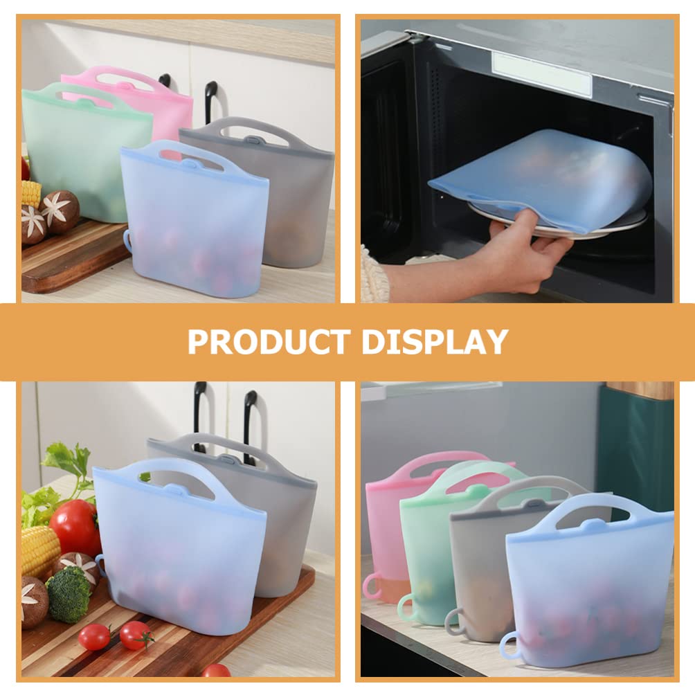 Cabilock 4 Piezas Bolsa De Almacenamiento De Silicona Bolsas De Carne Para Microondas Contenedor De Almacenamiento De Refrigerador Silicona De Grado Alimenticio Niño Bolsa De Microondas