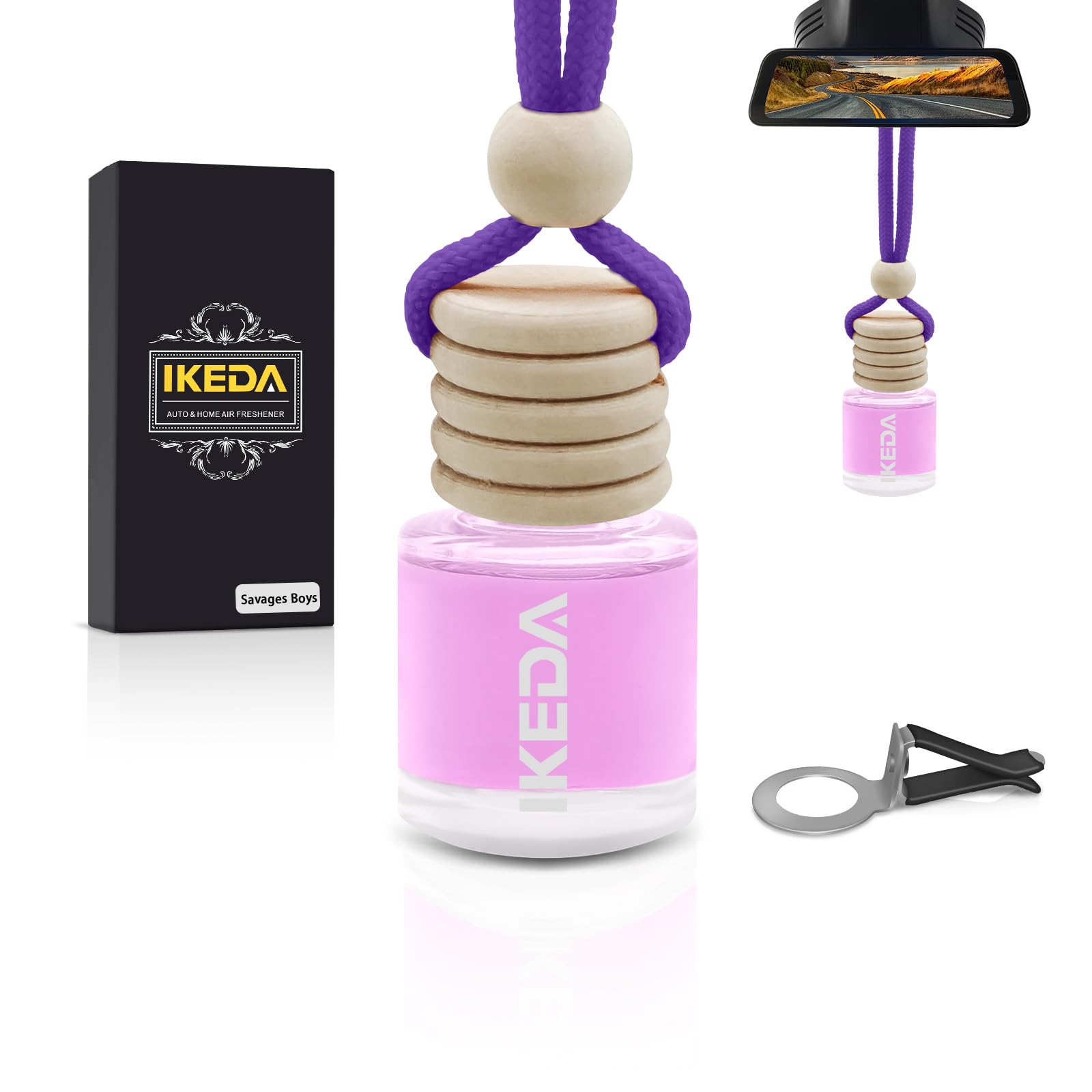 Ikeda Auto-Lufterfrischer für Männer und Frauen, 45+ Tage lang anhaltender Duft, hängende Lufterfrischer-Düfte, mit Clip, perfekt für Auto und Zuhause, Wilder Junge,10 ml / 1 Stück