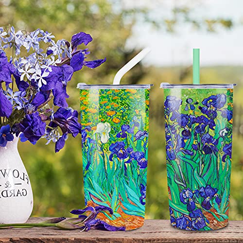 NymphFable 20oz Iris Flor Taza Termo Cafe para Llevar Taza Termica Acero Inoxidable Taza Personalizada - Imagen 4