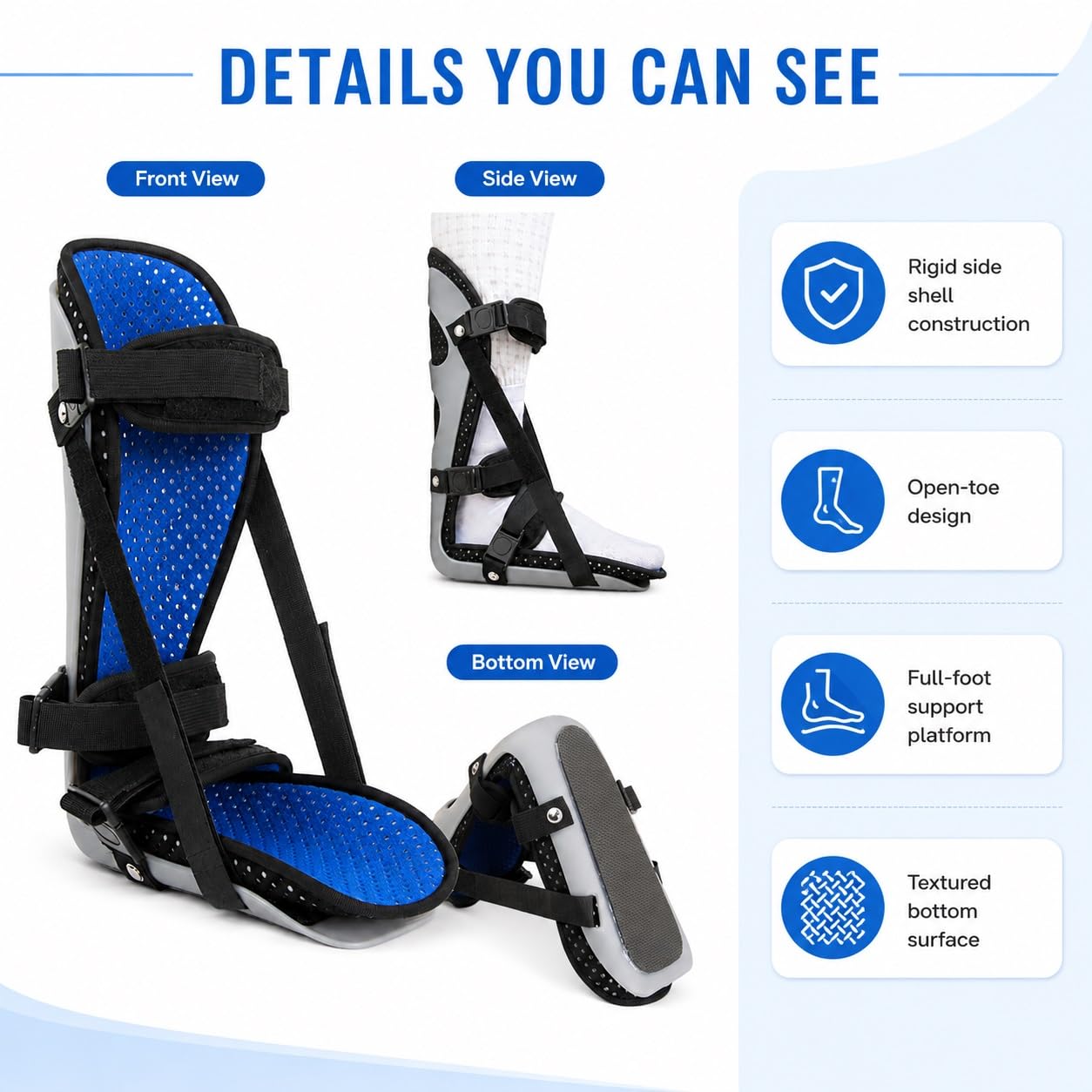 Genérico Férula AFO para pie caído - con correas ajustables, para deporte y caminar a diario, Modelo CJDW1026 (M)