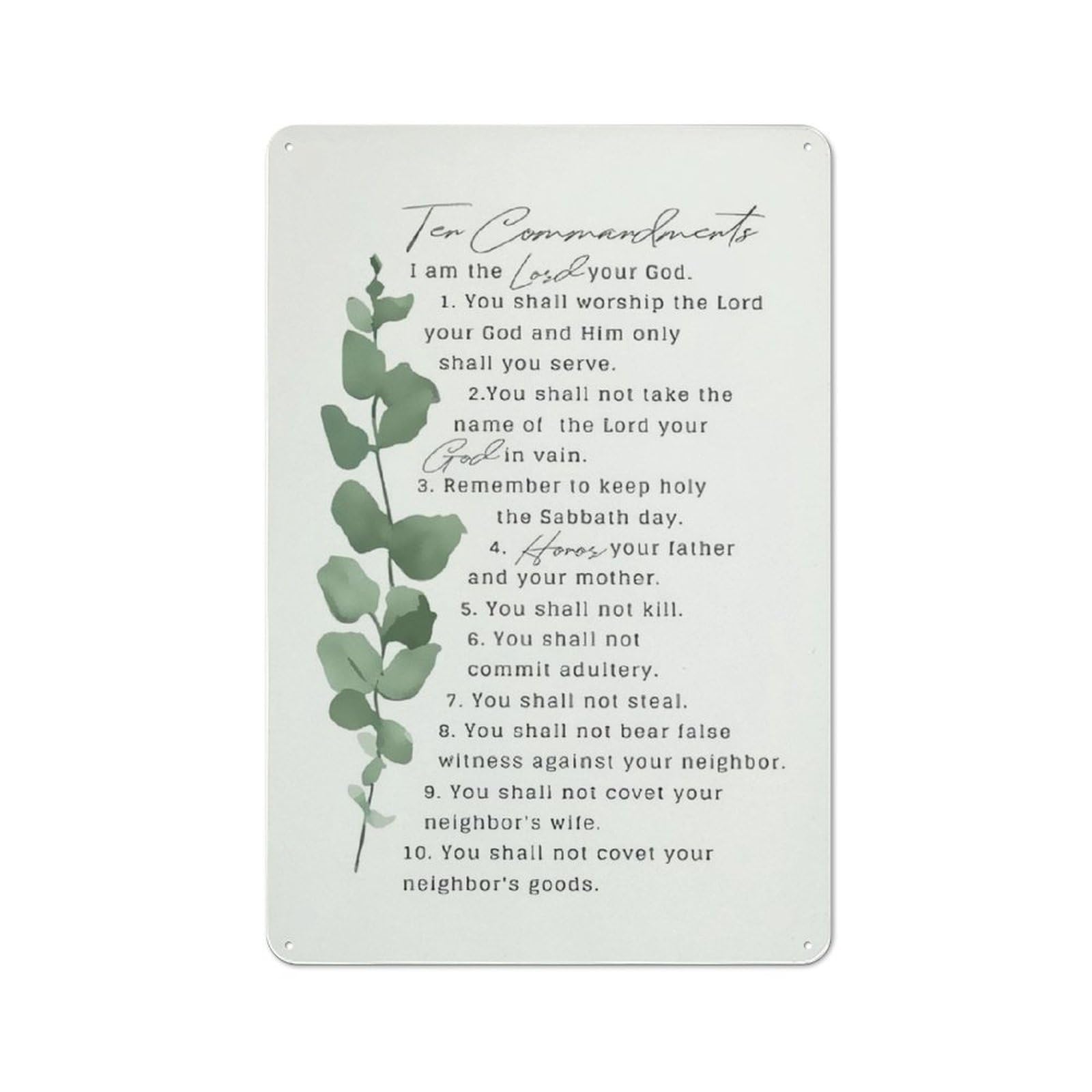 Vintage Metal Sign The Ten Commandments Metal Posters, God Bible Verses Inspirational Art For Living Room Decor, Christian Sayings Poster Picture, 10 Commandments Art For Office Decor 8X12 Inch