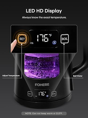 Miniatura 3 de Hervidor eléctrico, hervidor de té de vidrio de 1.7 L, con mantiene el calor, 5 controles de temperatura, 1500 W de ebullición rápida, apagado