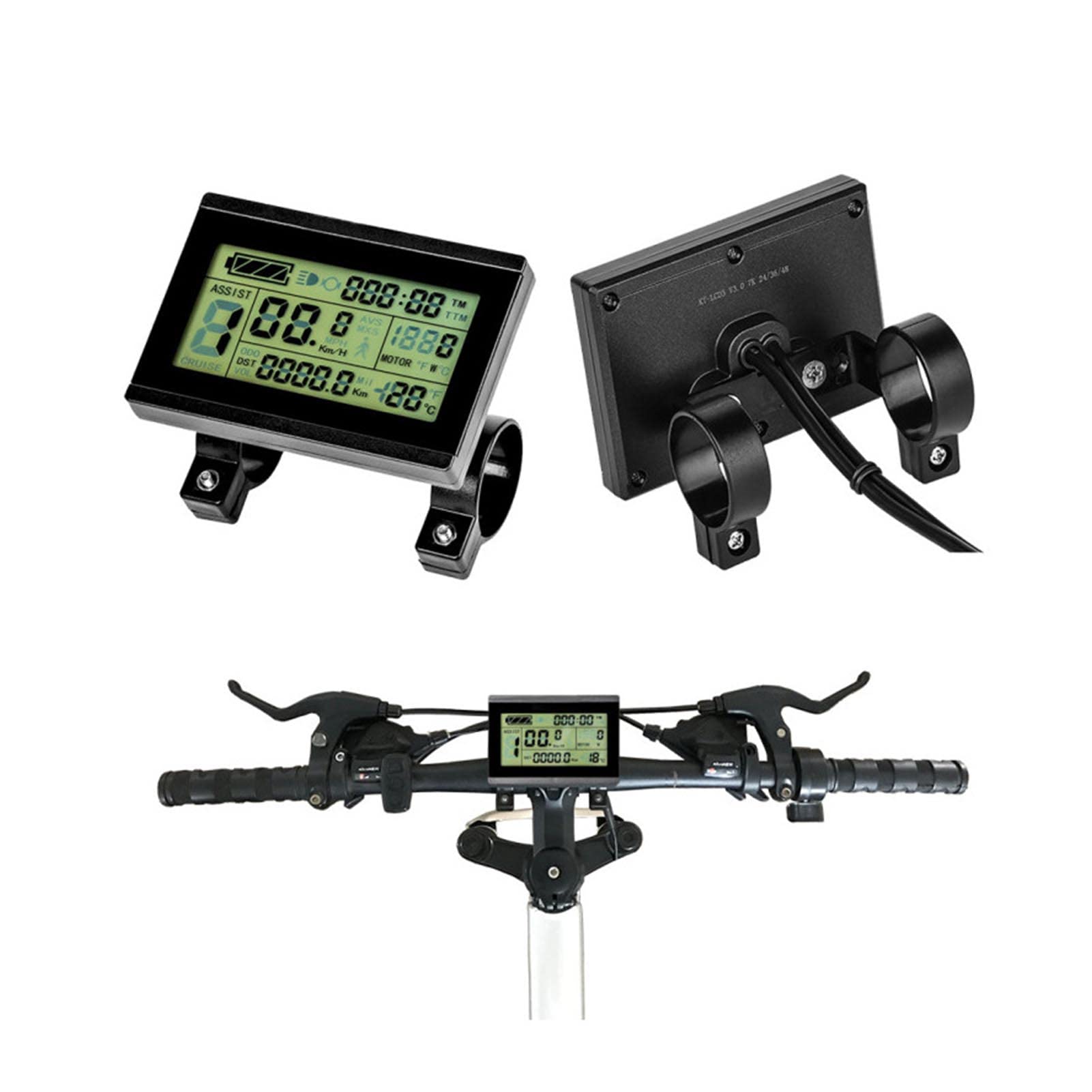 Buachois Display LCD contachilometri per bici elettrica 5 pin 24V 36V 48V