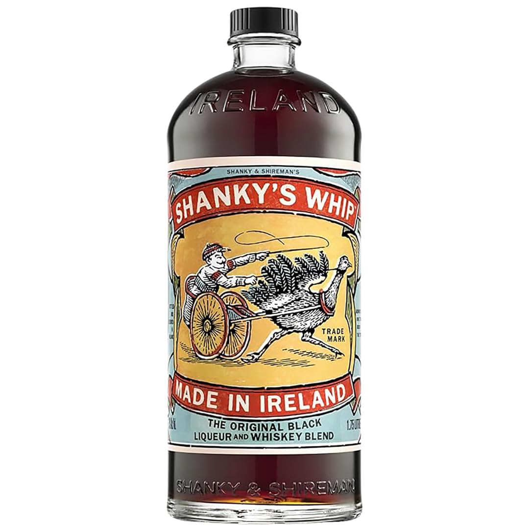 Shanky's Whip Original Black Irish Black Liqueur 1,75l | cremiger Likör ohne Sahne mit Vanille und Karamell | in der Magnum-Glasflasche | ideal zur Party oder Geburtstagsfeiern | 1x 1,75l Flasche