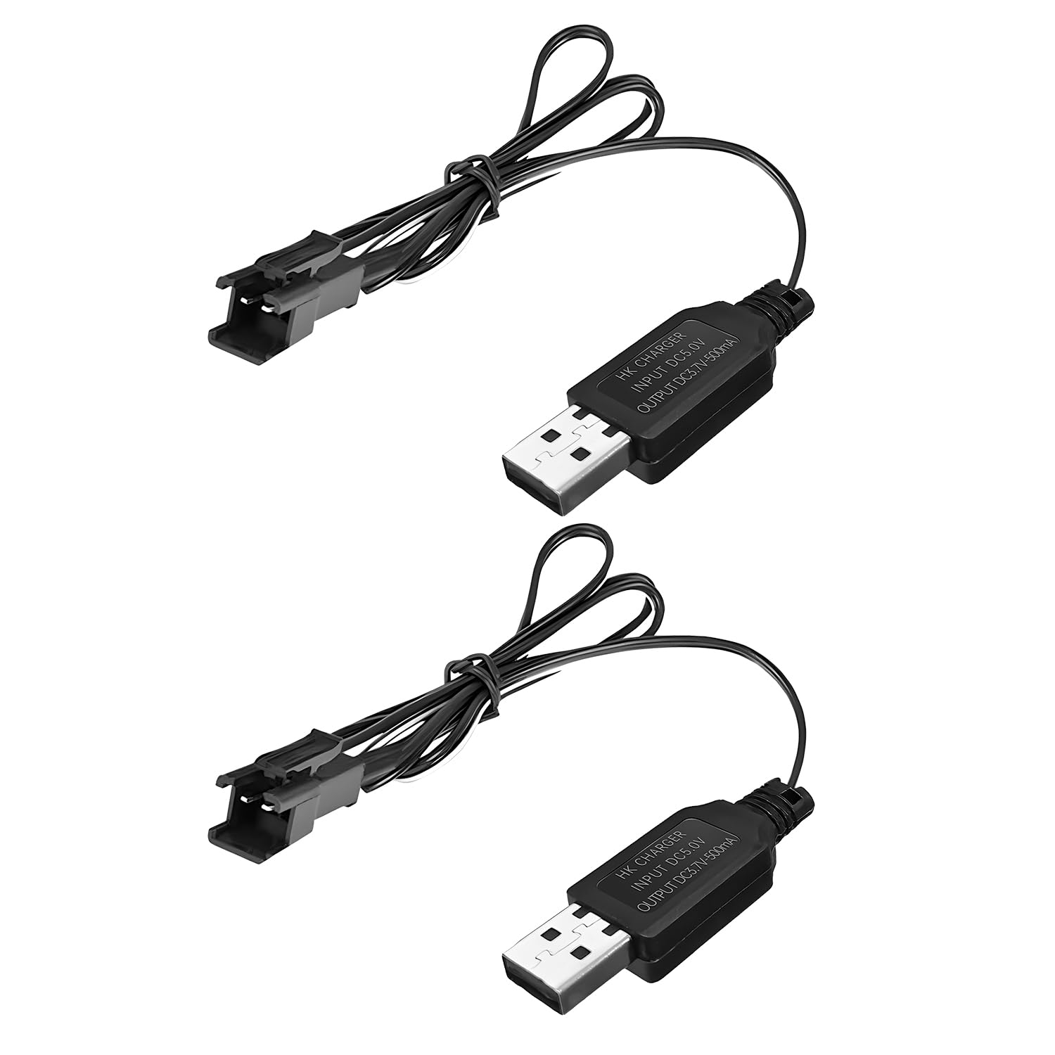 AMZZN 2PCS 3.7V USB Charging Cable with SM-2P Plug Connector Suitable for Mini RC Cars, Amphibious Stunt Vehicles, Trucks, Off-Road Vehicles,RC Ships,Drones,Air Gun,3.7V Battery USB Charging Cable