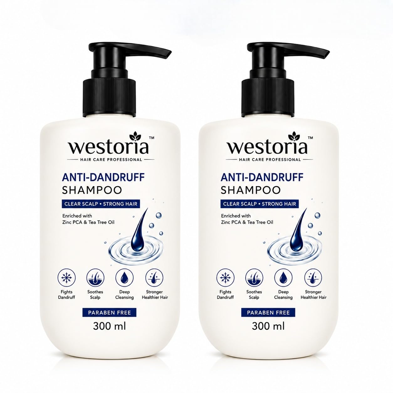 Anti Dandruff Shampoo | Paraben Free Shampoo with Zinc PCA & Tea Tree Oil | Deep Cleansing, Soothes Scalp & Healthy Looking Hair | For Men & Women | 300ml (Pack of 2)-image-7