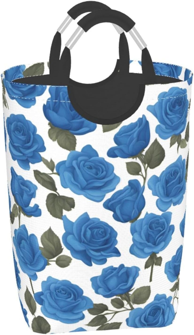 Beautiful blue roses Square storage bag 50L, suitable for multiple scenes, foldable dirty clothes storage basket.