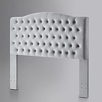 Vista 79 de 24KF Cabecera tapizada con terciopelo con diseño de botones capitoné, tamaño King/California King, cómoda, a la moda, acolchada, color gris