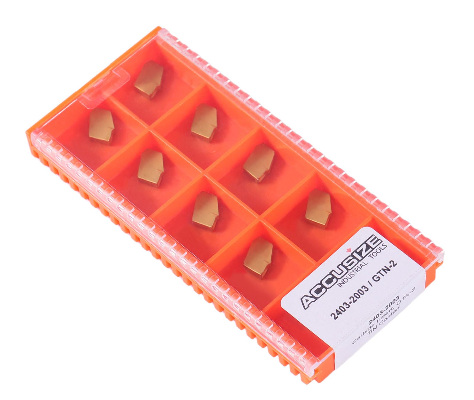 Accusize Industrial Tools GTN-2 Tin Coated Carbide Grooving Parting Inserts, 10 Pcs/Box, 6103-2002x10